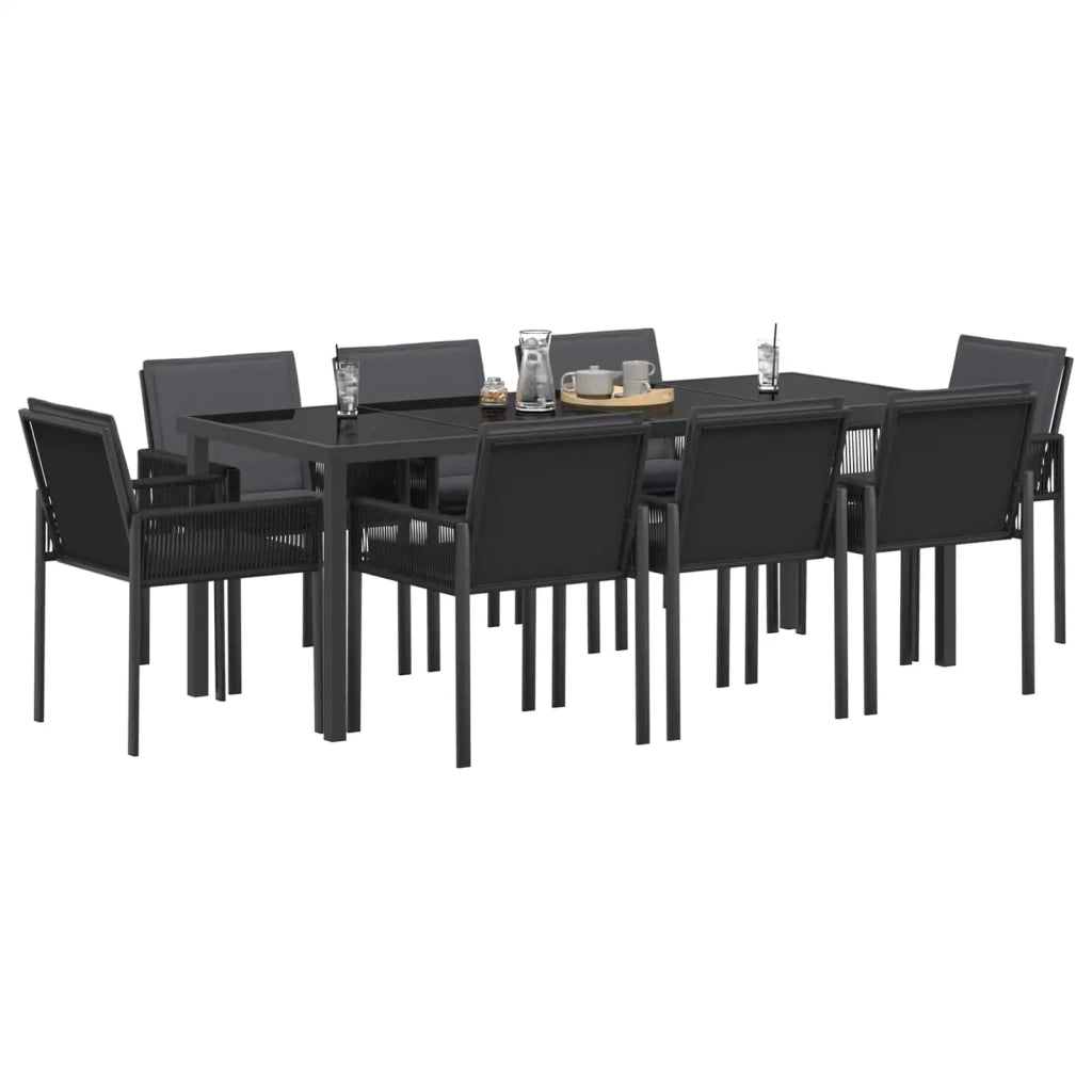 Set da Pranzo per Giardino 25 pz Nero polyrattan 3422841