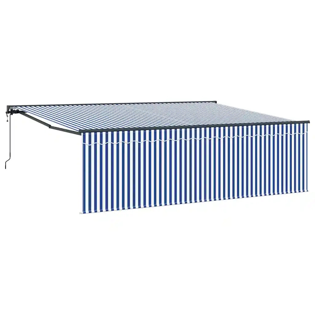vidaXL Tenda Retrattile Blu e bianco 450 × 300 cm Tessuto