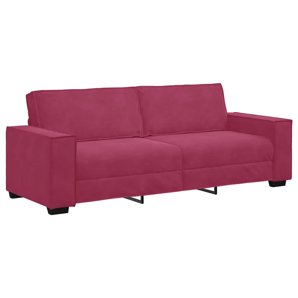 Set di Divani 3 pz con Cuscini Rosso Vino in Velluto 3324622