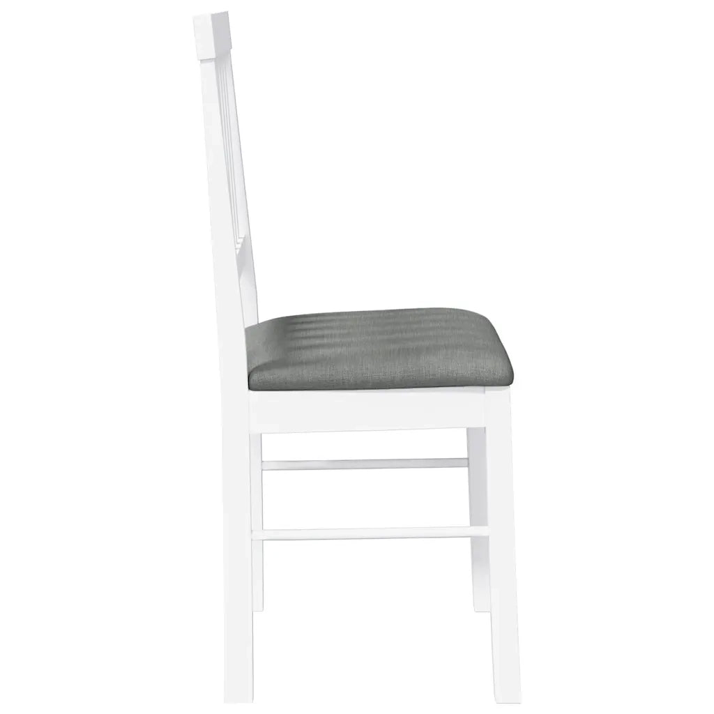 Sedie da Pranzo con Cuscini 2 pz Bianco Legno Massello di Hevea
