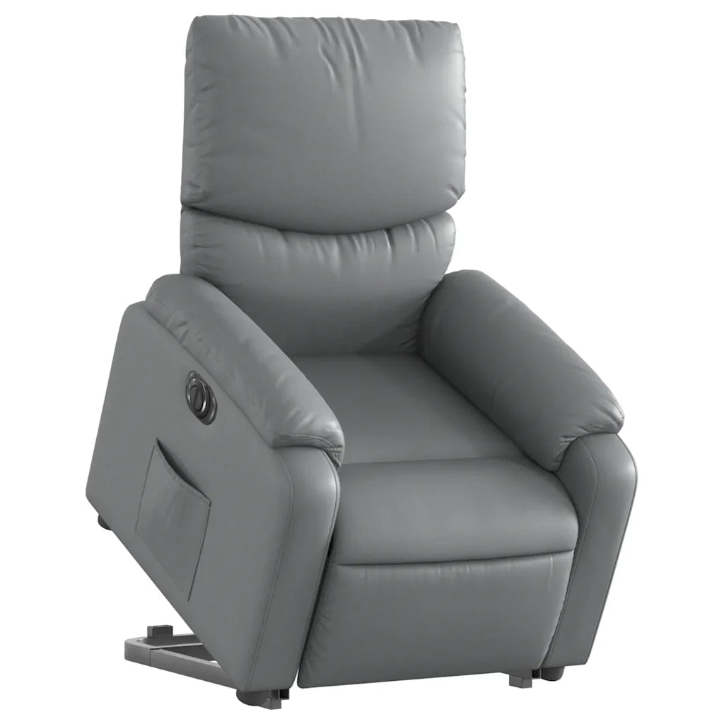 Poltrona Alzapersona Reclinabile Grigio in Similpelle