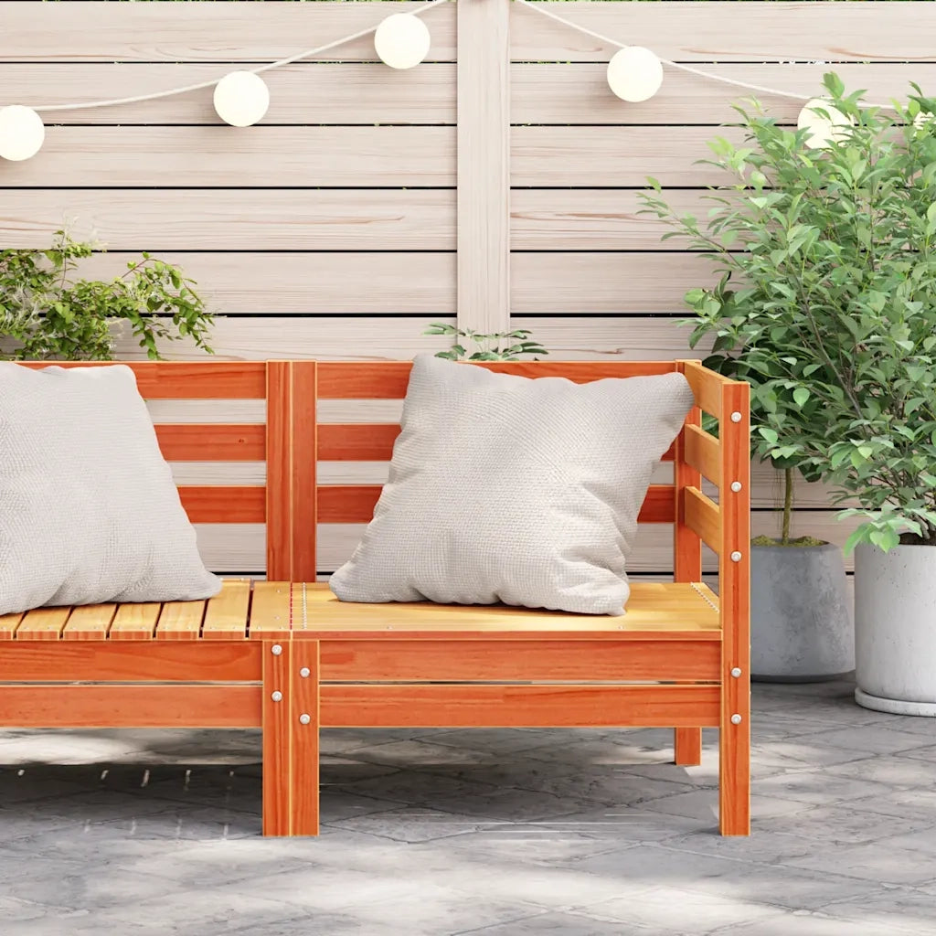 Divano Angolare da Giardino-Sofa da Giardino-Divanetto da esterno Marrone Cera in Legno Massello Pino