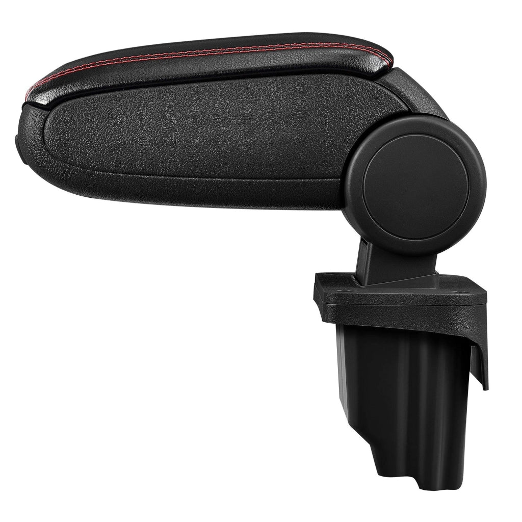 Bracciolo centrale per BMW E46 con scomparto imbottito in similpelle nera con cuciture rosse 03_0000387