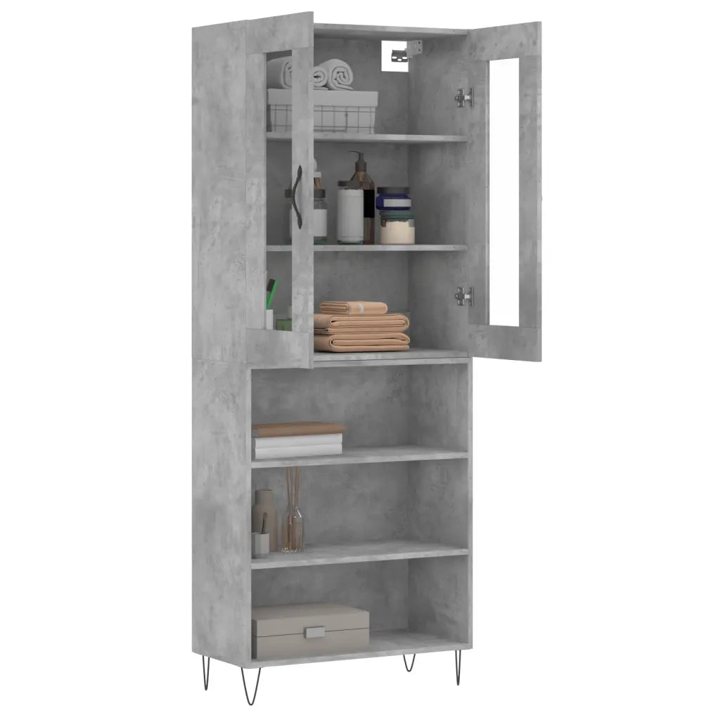 Credenza Grigio Cemento 69,5x34x180 cm in Legno Multistrato 3198757