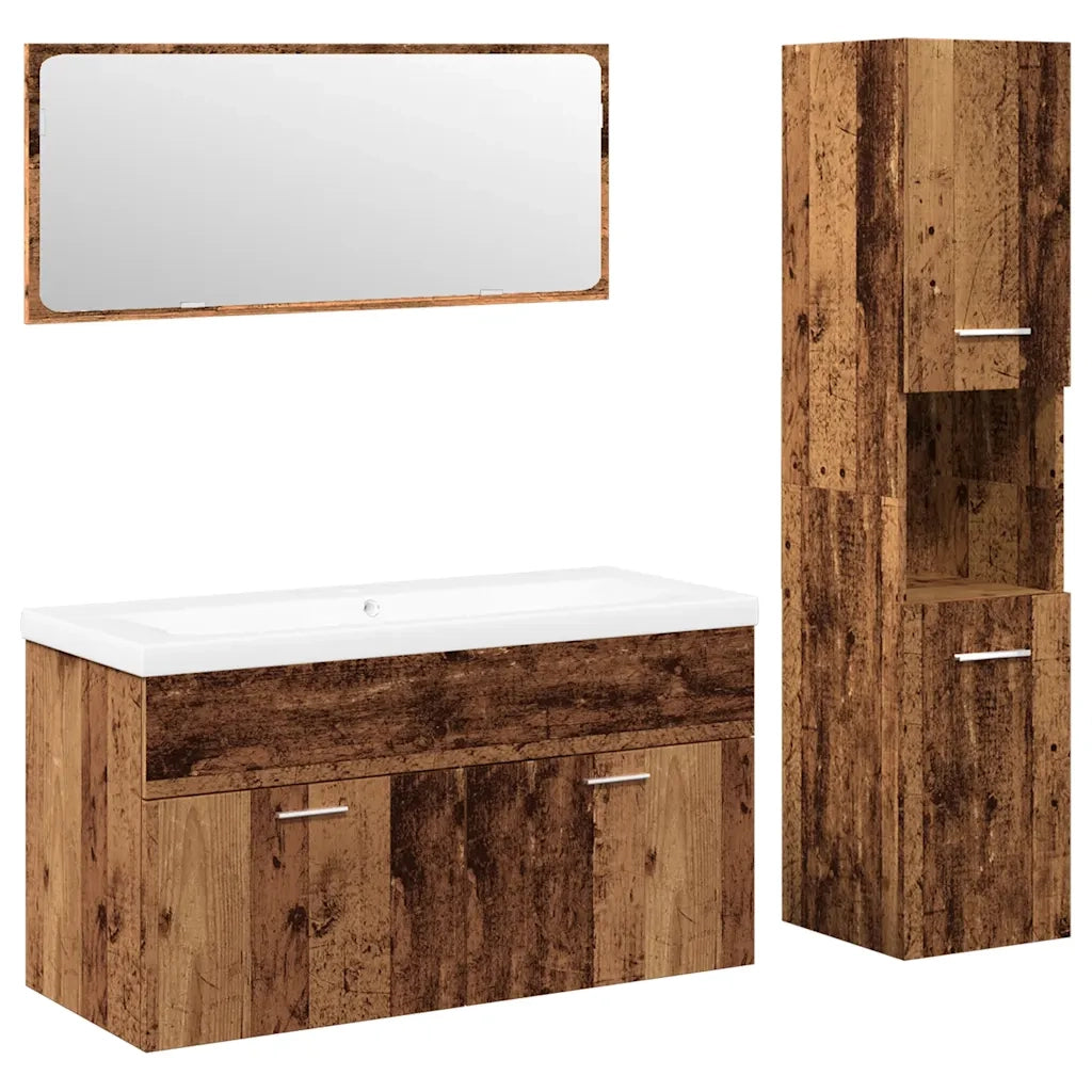 Set Mobili da Bagno 4 pz Legno Antico in Legno Multistrato 3328599