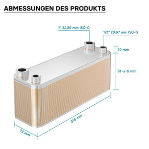 Scambiatore a piastre saldobrasate in acciaio inox, 40 piastre, max 165 kW