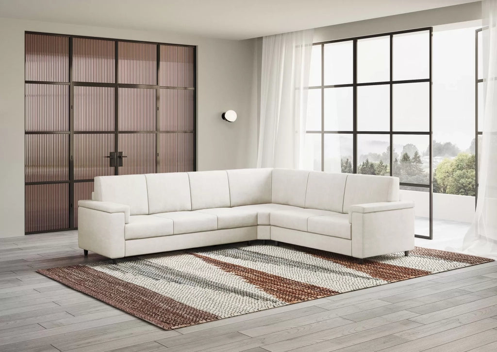 Divano marrak 3 posti  (tre sedute da 60cm) + angolo + divano 2 posti( due sedute da 60cm) misure esterne l.286x226 | latte - Mobili 2G