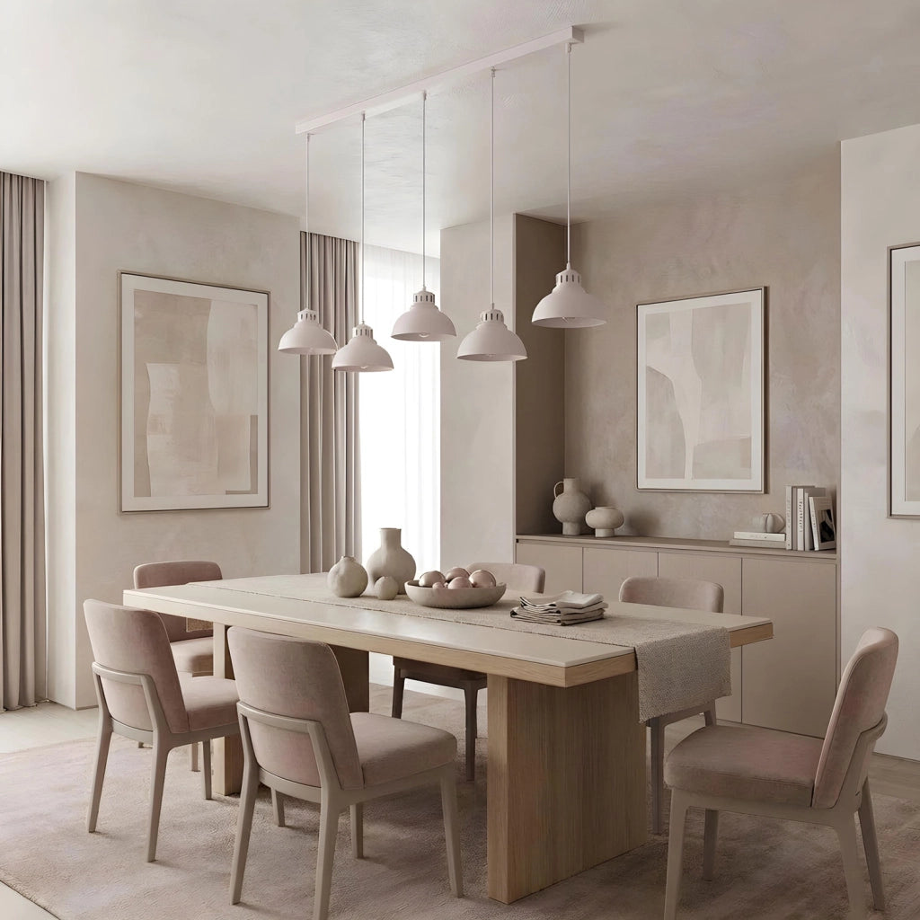Lampada sospesa lineare 5xE27 beige metallo Sven Luminex
