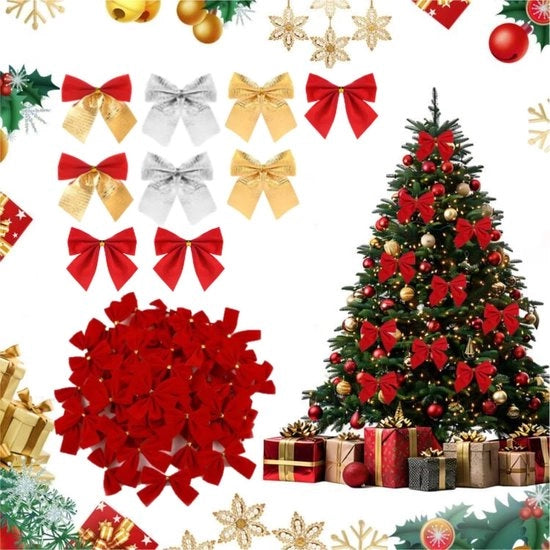 Decorazioni per albero di Natale 48 pezzi - Strisce decorative - Mini strisce per albero di Natale - Strisce rosse - Decorazioni per albero - Tessuto felpato 5,5x5,5 cm - Strisce decorative per decorazione