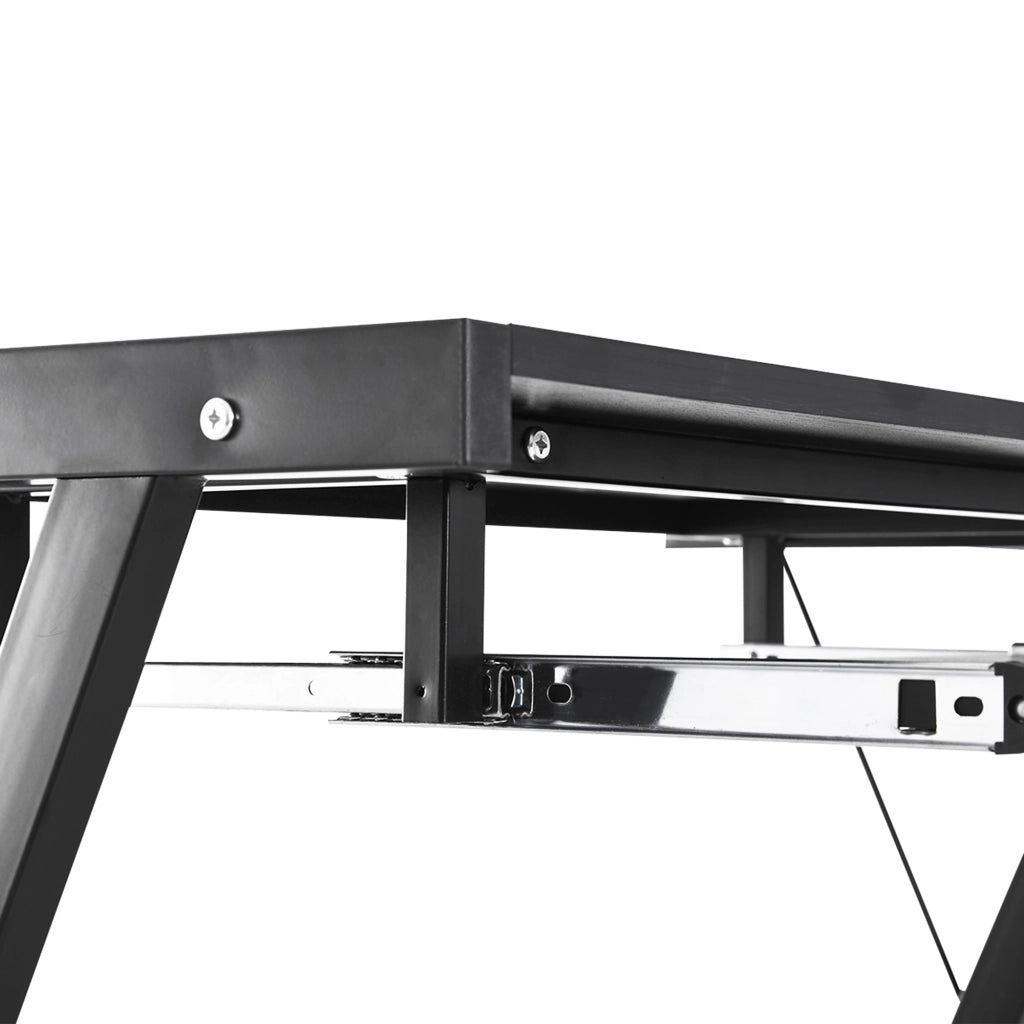 Scrivania Angolare Moderna Nera con Vano Tastiera ¨C zephmum ¨C L:130x130x73.5 cm Dritta:210x50x73.5 cm