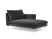 Cosmopolitan Design - Chaise longue destra "Vienna" in velluto grigio scuro 