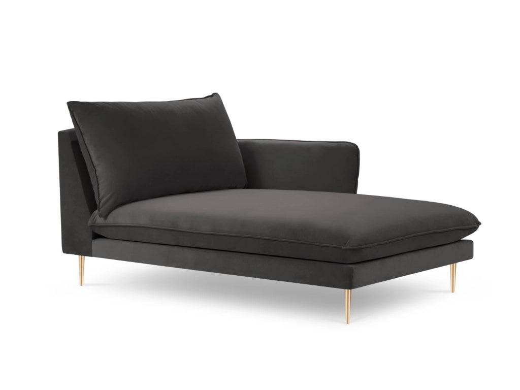 Cosmopolitan Design - Chaise longue destra "Vienna" in velluto grigio scuro 