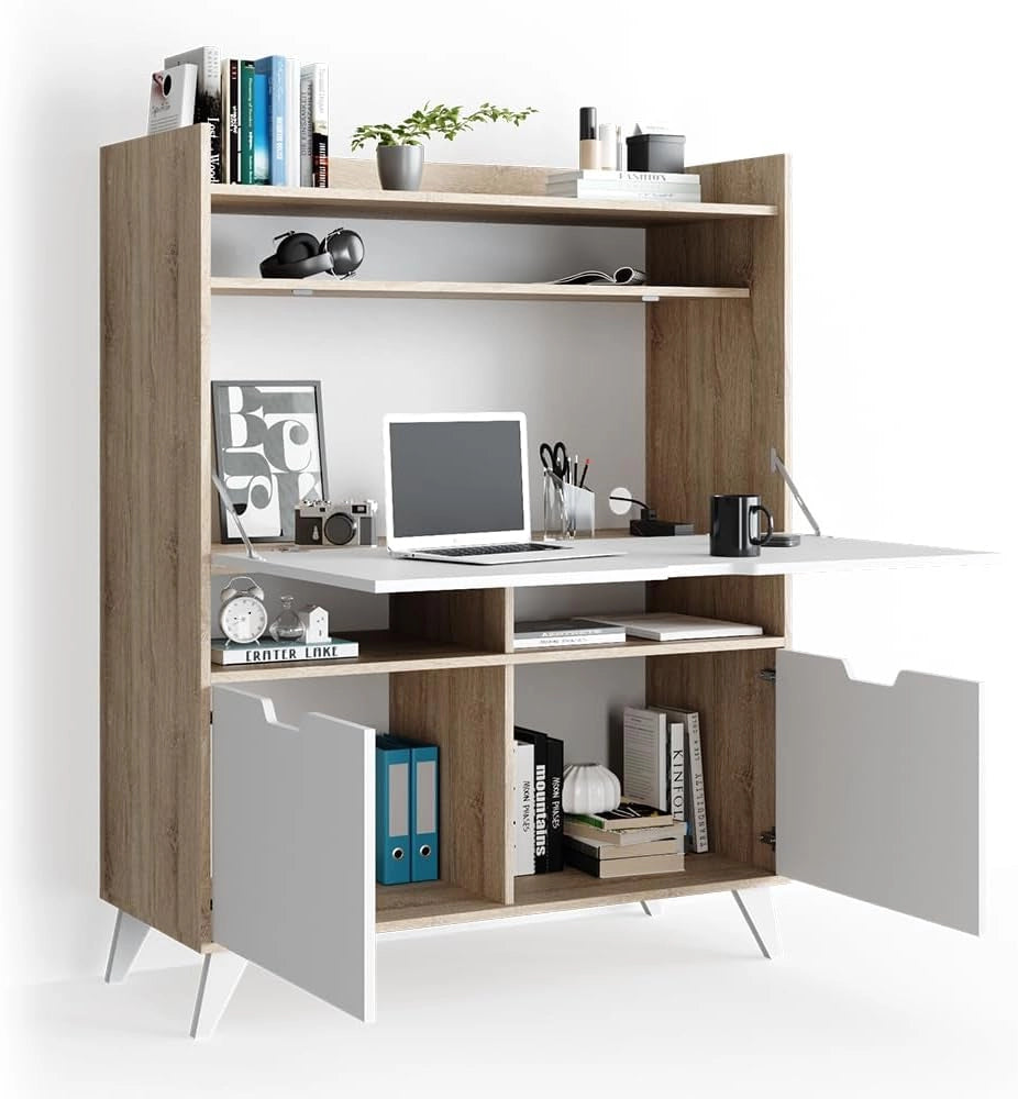 Scrivania per segretaria Berdi, Sonoma, 110 x 45 cm, adatto come postazione di lavoro per home office o studio