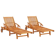 Set di 2 lettini prendisole sedie a sdraio lettini prendisole aiuole da giardino mobili da giardino legno massello di acacia 02_0012140