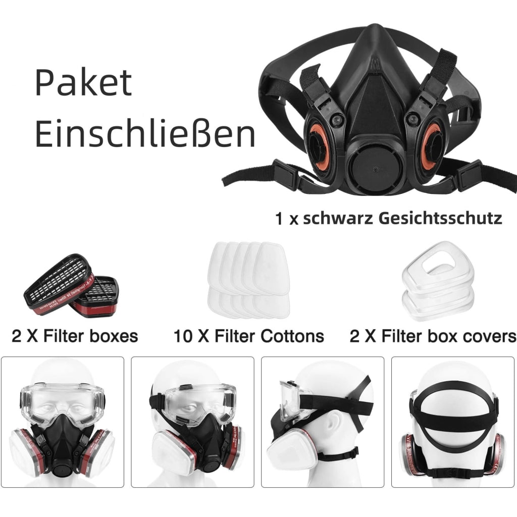 Mascherina Protezione Gas Polvere Verniciatura ¨C zephmum ¨C 6001 Con Filtri Intercambiabili