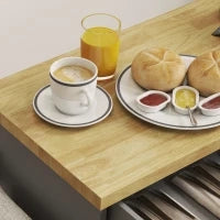 Carrello da Cucina in Legno con Cassetto, Portaspezie e Armadietto, 109x40x89 cm, Grigio e Color Legno