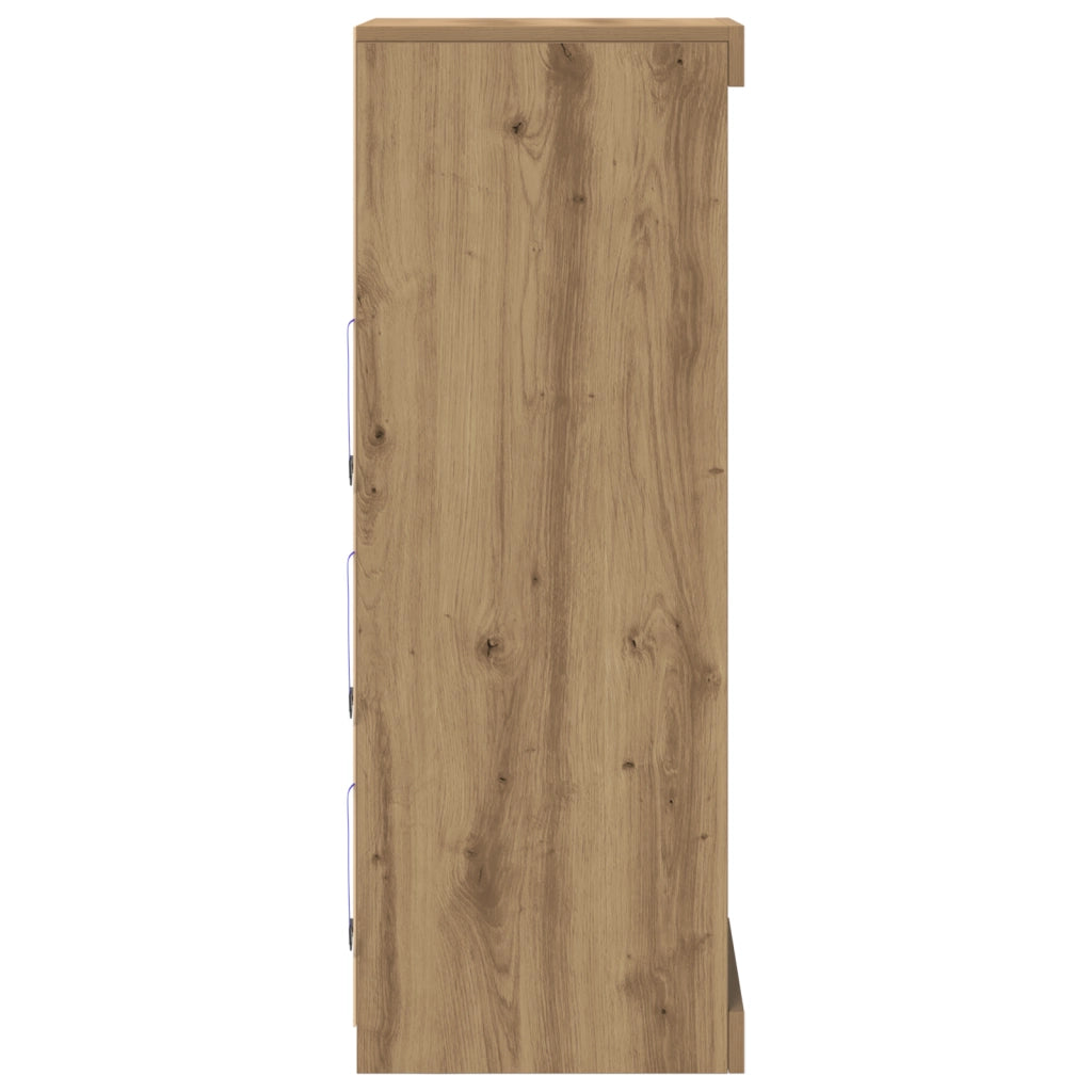 Sideboard con Luci LED Rovere Artigianale 41x37x100 cm