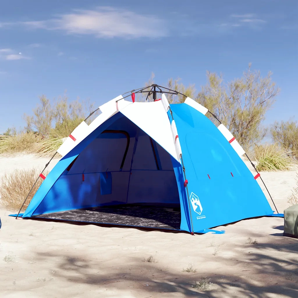 Tenda da Spiaggia 3 Persone-Tenda da campeggio Azzurro Rilascio Rapido Impermeabile 987789
