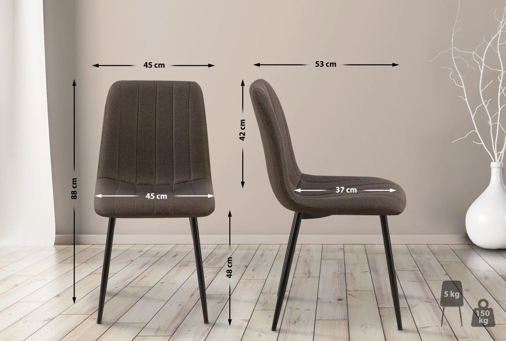 Set di 4 sedie Dijon marrone,Tessuto