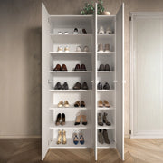Mobile Portascarpe Pertiche, Scarpiera 12 Ripiani, 95x35x186h cm Bianco Lucido