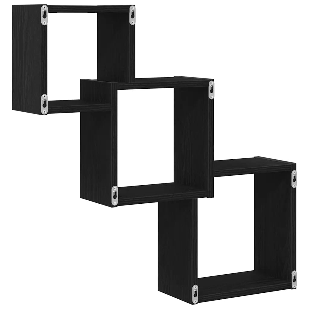 Mensole a Cubo Parete Rovere Nero 68x15x68 cm Legno Multistrato 862410