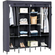 Armadio Vestiario In Tessuto Con Ante Con Cerniera E Tasche Laterali Nyana Home Misure 170x167x45cm Grigio
