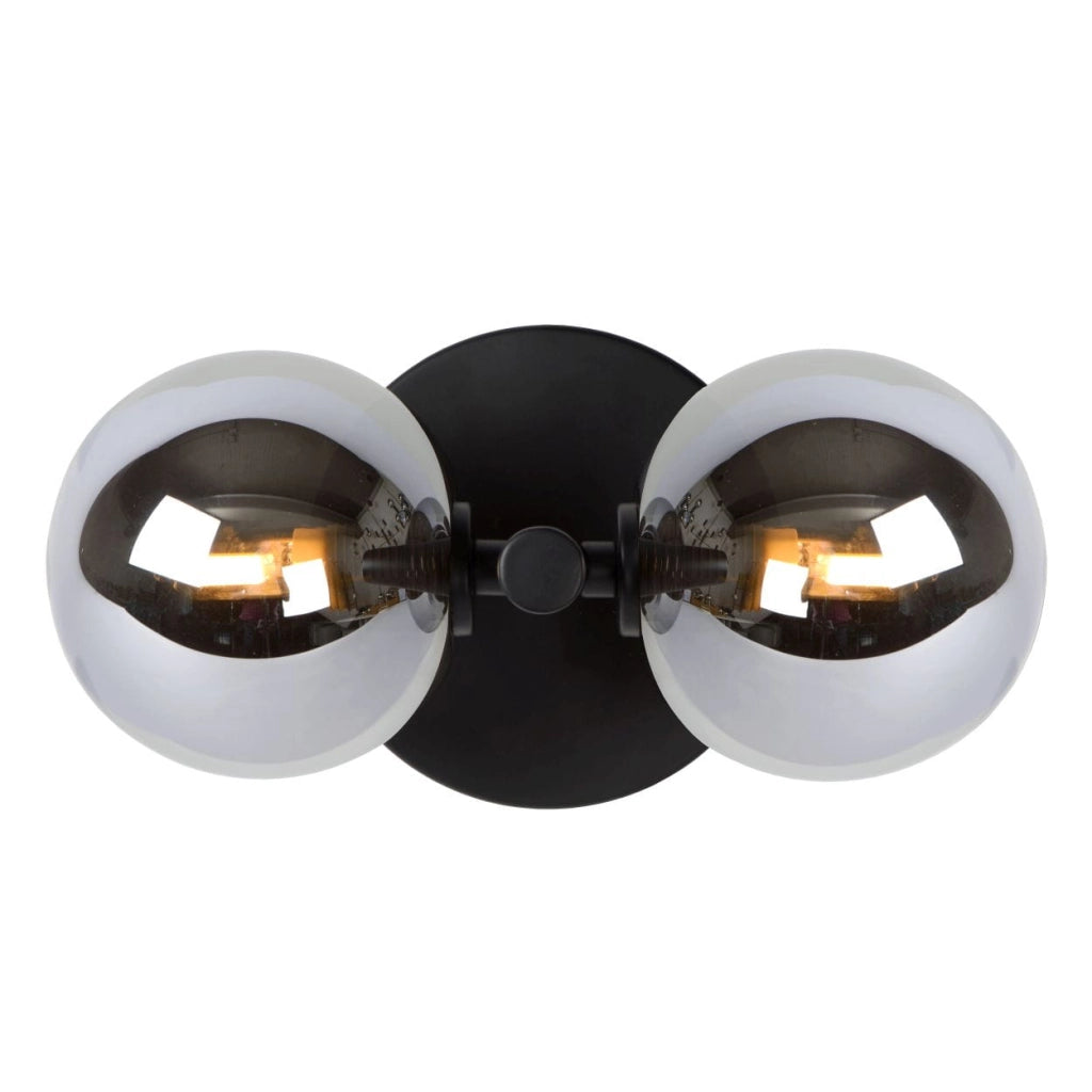 Applique Lucide Tycho 2xG9 28W nero acciaio vetro fumé