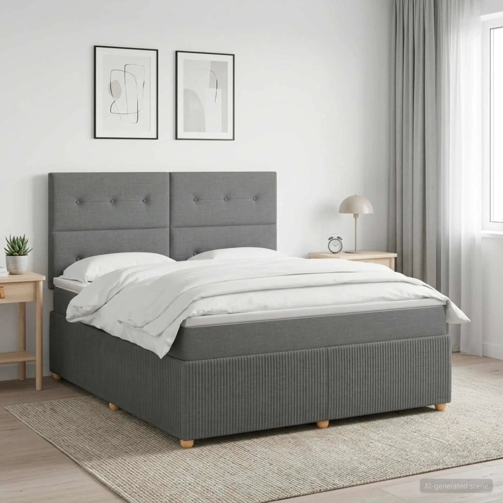 Letto Box Spring LED con Materasso Grigio Scuro 180 x 200 cm 3455917
