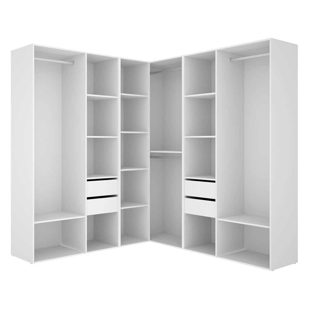 Armadio Camera da Letto Yancy, Guardaroba Grande Modulabile, 186x205h cm Bianco