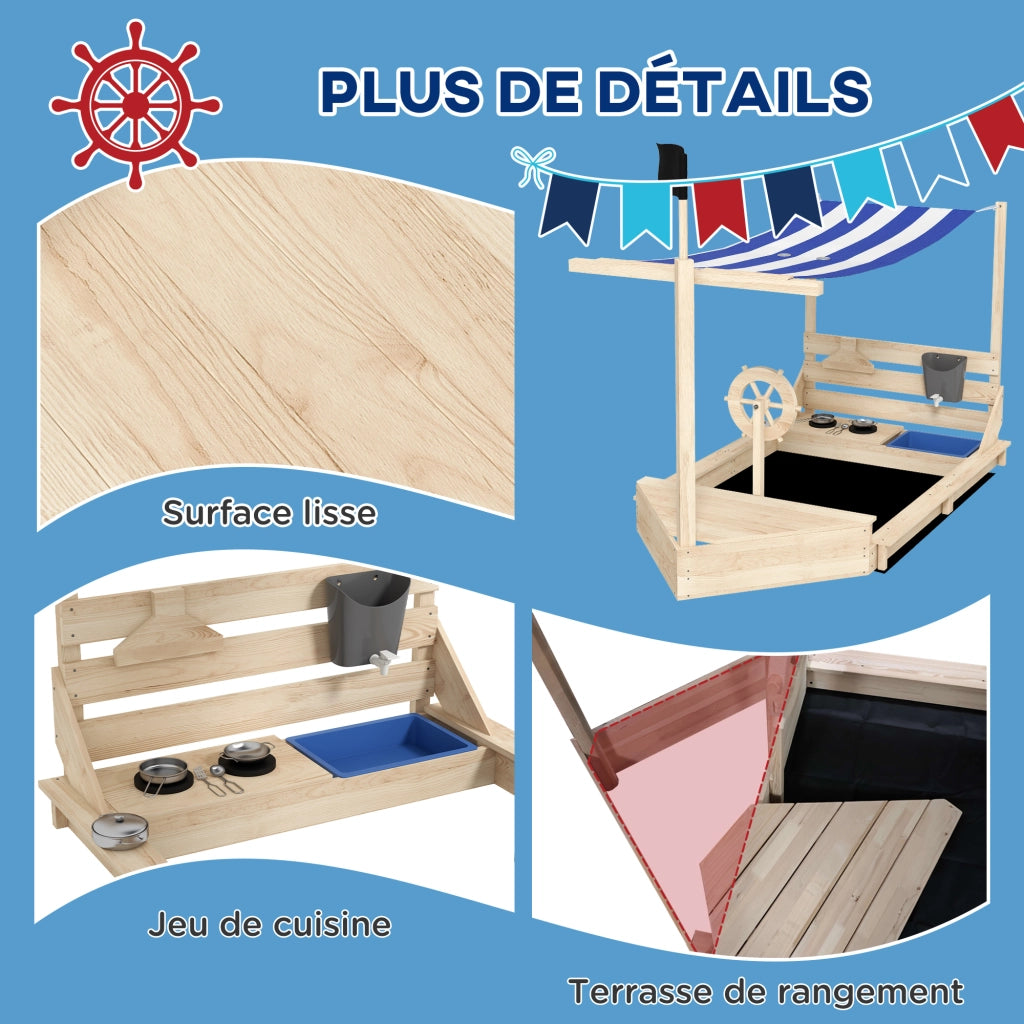 Casetta da gioco in legno con cucina e accessori ¨C zephmum ¨C 180x103x144.5 cm naturale