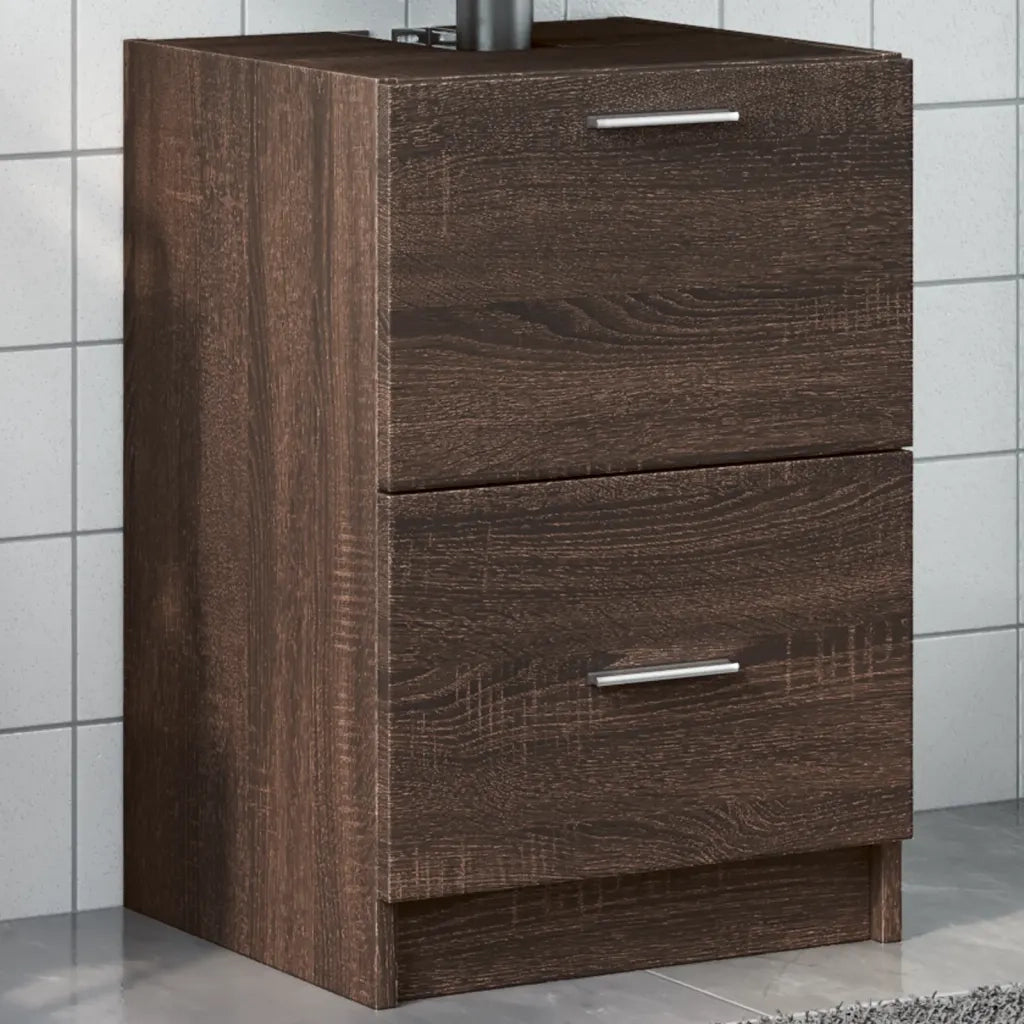 Mobile Lavabo-Armadietto da bagno Rovere Marrone 40x37x59 cm in Truciolare