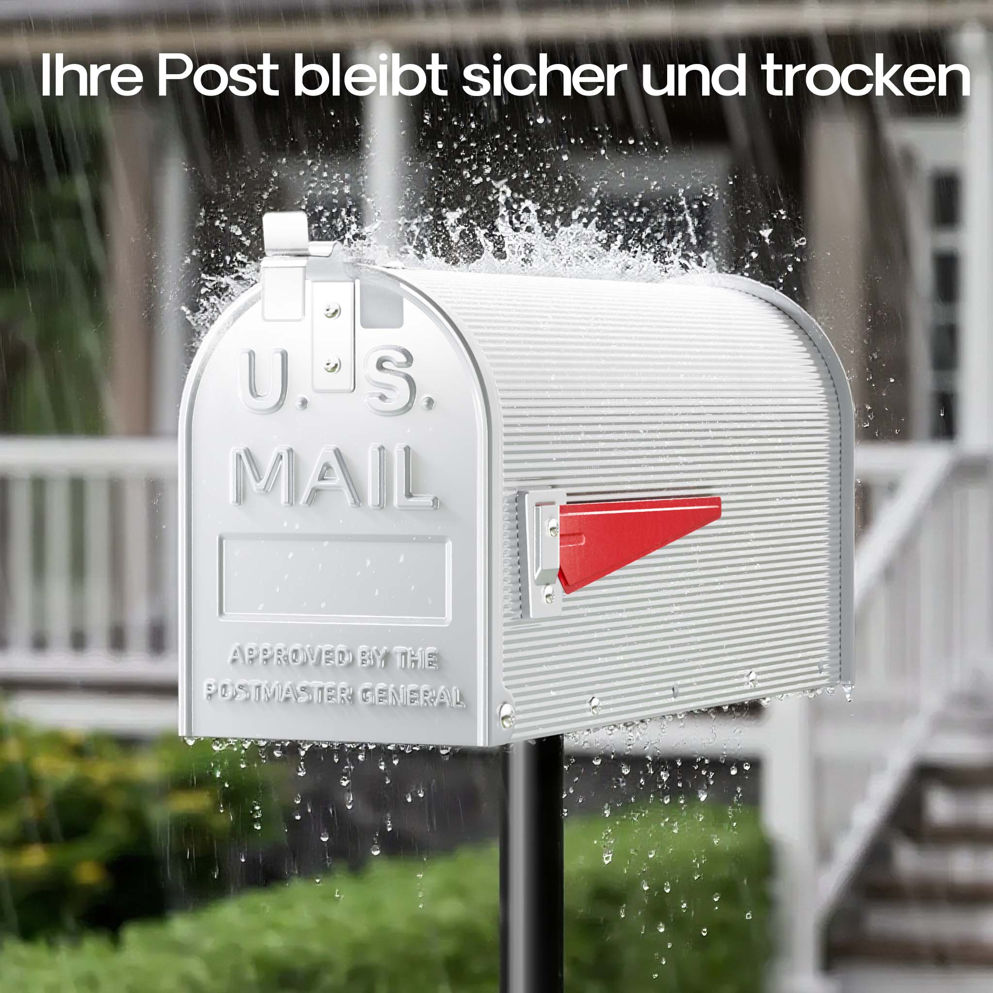 Cassetta postale americana in acciaio zincato bianco con materiale di montaggio