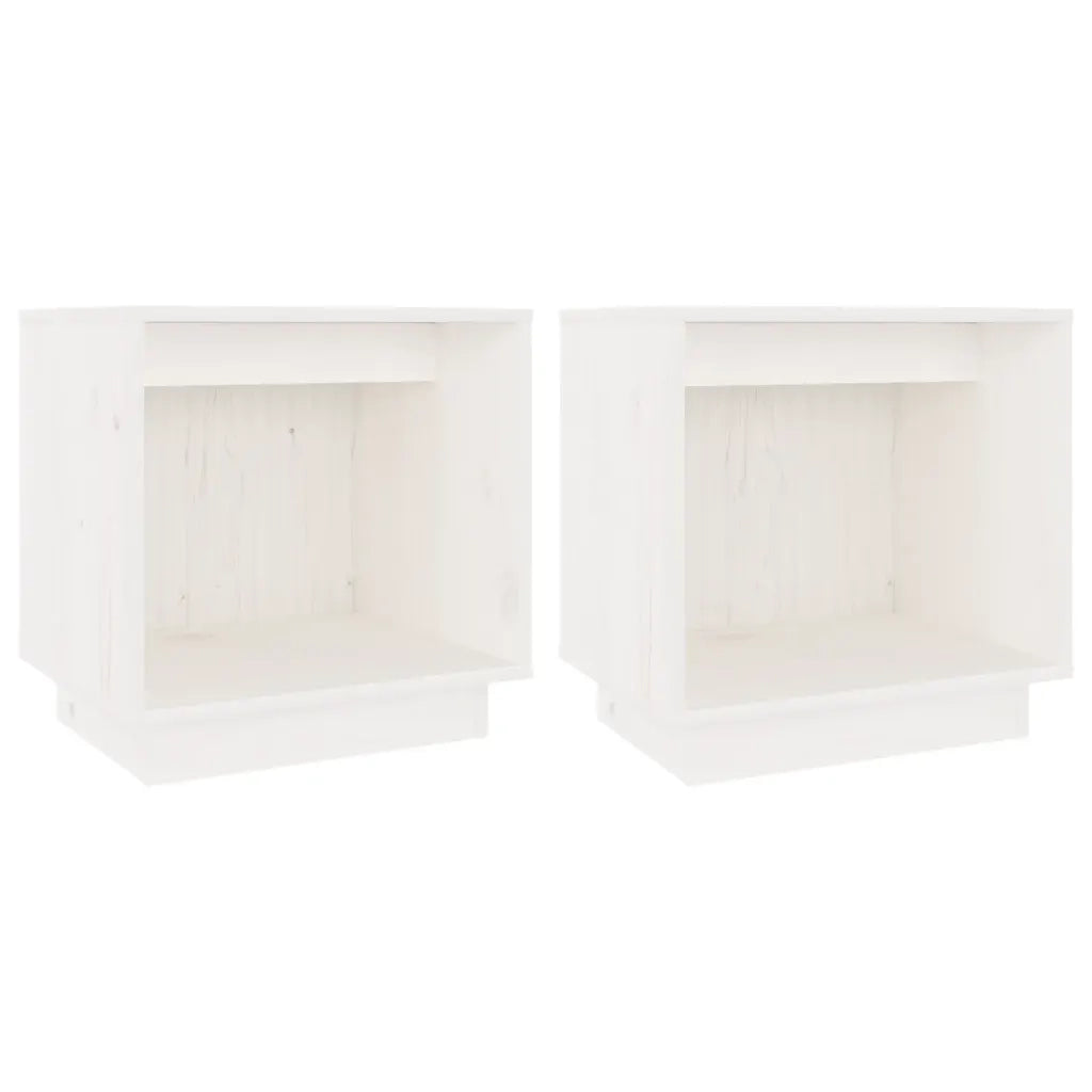 Comodini 2 pz-Set di 2 Tavolino da notte Bianchi 40x30x40 cm in Legno Massello di Pino