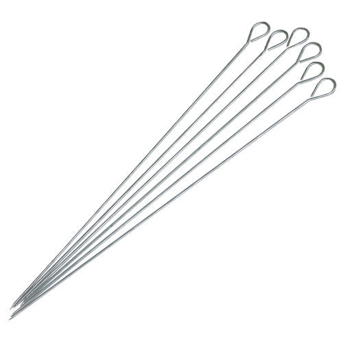 Set Confezione di 6 Spiedini in Acciaio per Barbecue Bbq Lunghezza 35 Cm