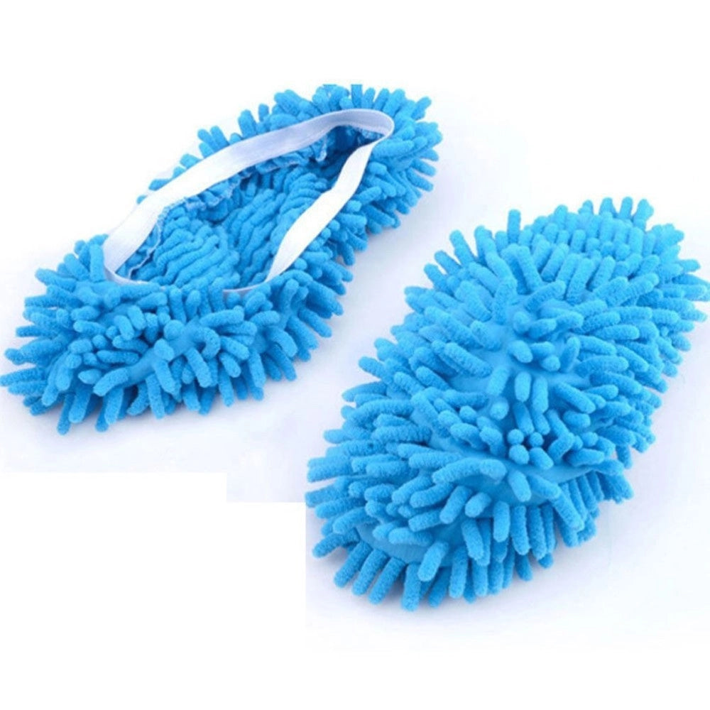 Trade Shop - 2 Pantofole Mop Pulisci Casa Pavimento In Microfibra Copriscarpa Cattura Polvere -