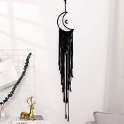 Tappeto da parete in forma di luna nera, tappeto da parete mano a mano, tappeto da parete in forma di stella a cinque punte, cacciatore di sogni in forma di stella e luna, adatto come regalo per Natale, anniversari o occasioni quotidiane.