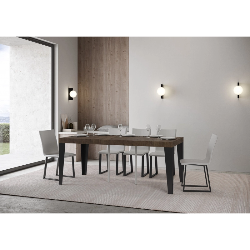Consolle allungabile 90x40/196 cm Flame Small Premium telaio Antracite - Noce