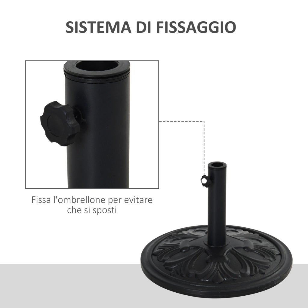Base per Ombrellone Rotonda in Plastica ¨C zephmum ¨C Nero ?48x34 cm 13kg