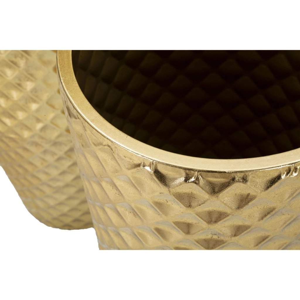Set di 3 Vasi Decorativi VKH420, Oro, Metallo, 48x48x110 cm