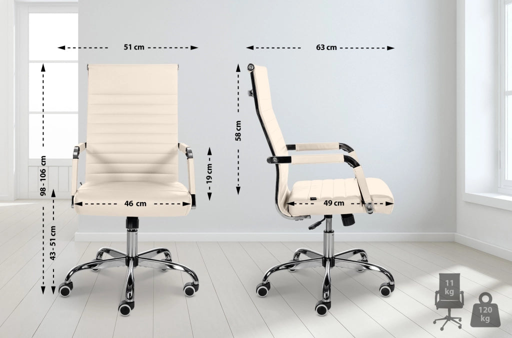 Sedia Da ufficio Amadora crema,Finta pelle