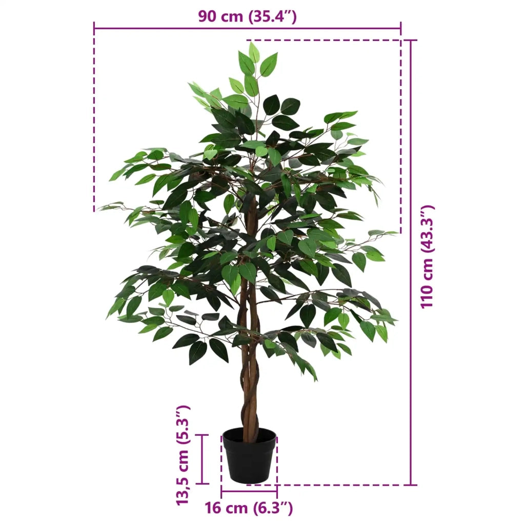 Pianta Ficus Artificiale Verde 90 x 16 x 110 cm Tessuto e Legno CFW3609759