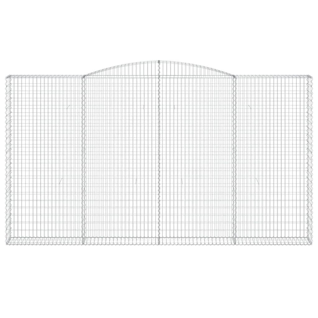 Cestini gabbioni recinzione a gabbia muro di contenimento ad arco 7 pezzi 400 x 30 x 220/240 cm ferro zincato argento 02_0041126