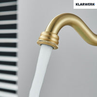 JULIAN | Rubinetto da bagno alto vintage oro spazzolato | Miscelatore retrò in acciaio inox per lavabo freestanding | Bagno con rubinetto gastronomico