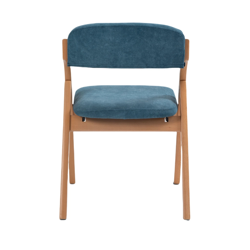 SEDIA Pieghevole Imbottita Set da 2 Blu in Legno massello