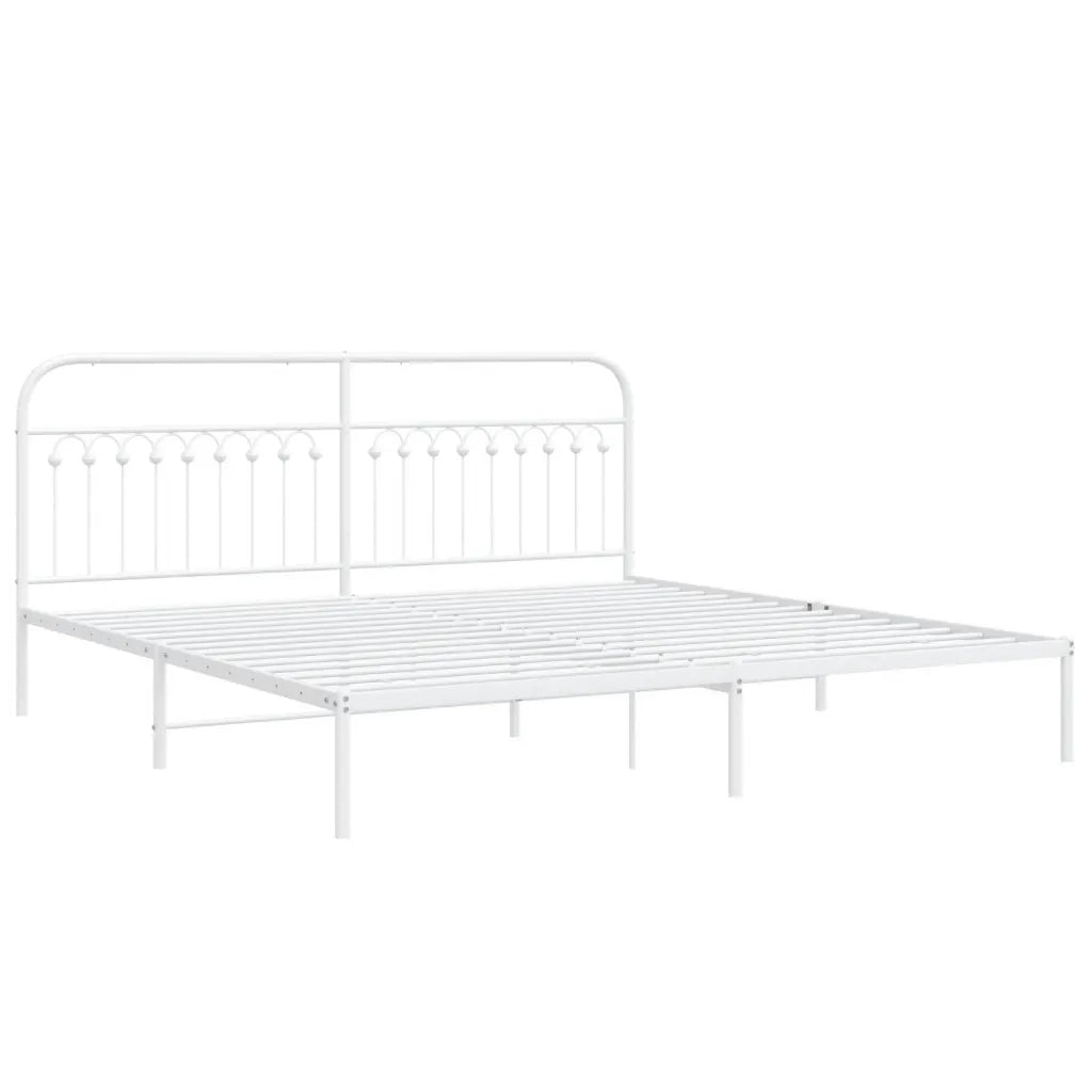 Giroletto con Testiera-Struttura Letto con testiera Metallo Bianco 193x203 cm 265822