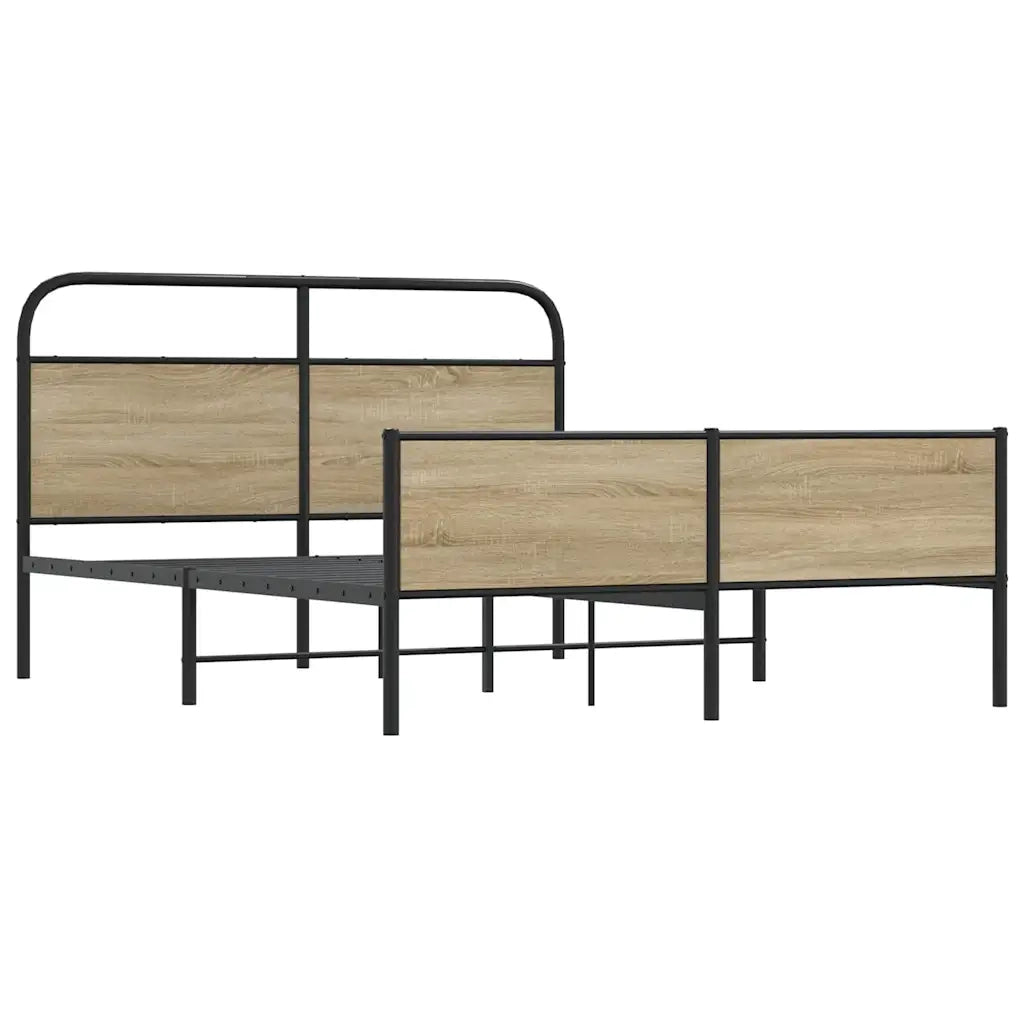 Letto matrimoniale | Letto per adulti | Giroletto senza Materaso in Metallo Rovere Fumo 160x200 cm