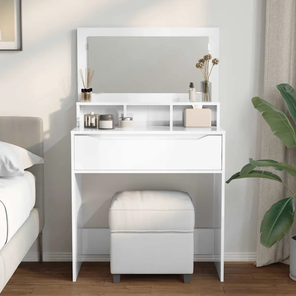Tavoli da Trucco per Camera da Letto con cassetto Bianco Lucido