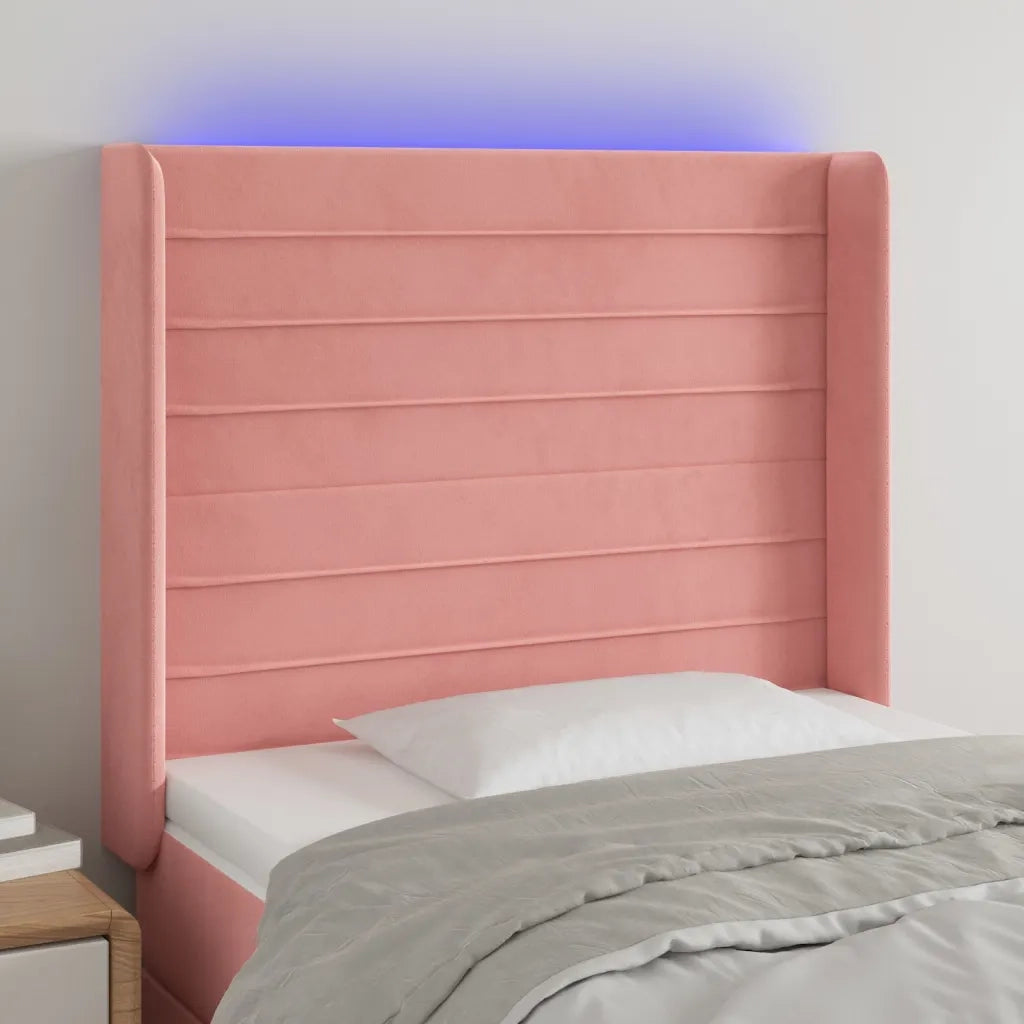 Testiera a LED rosa 83x16x118/128 cm in Velluto