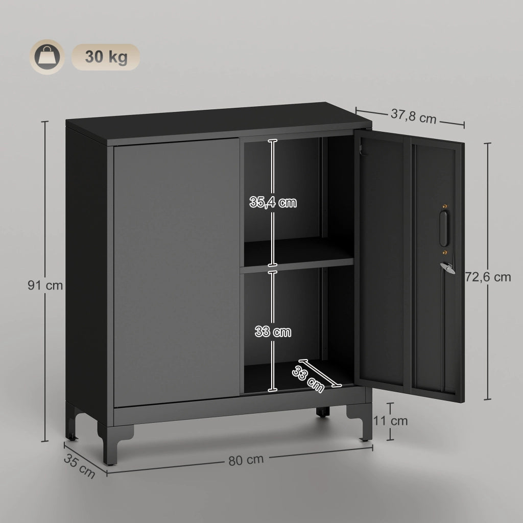 Armadio per ufficio a 2 livelli ¨C zephmum ¨C nero 80x35x91 cm