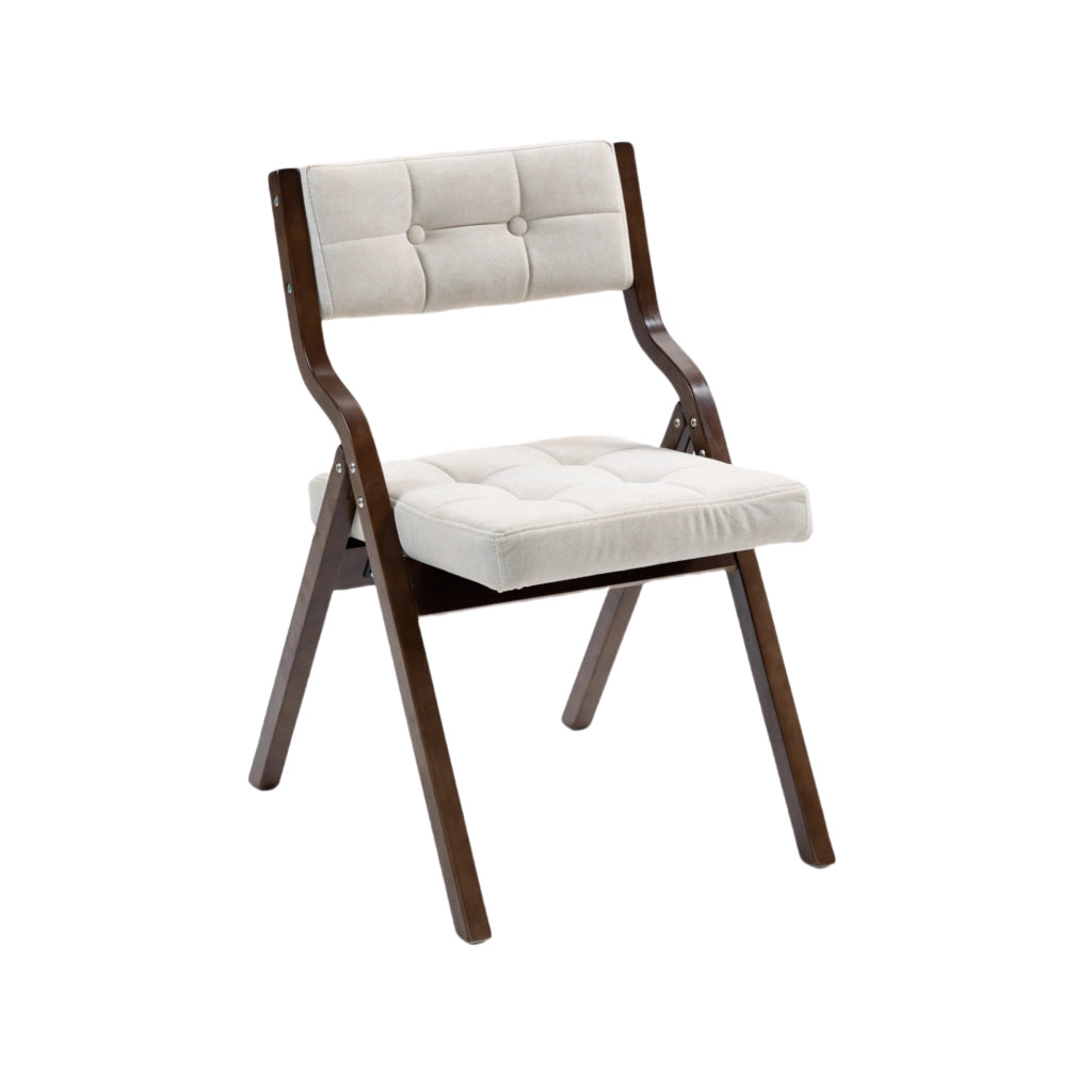 Set 2 Sedie Pieghevoli in Legno Imbottite Color Crema
